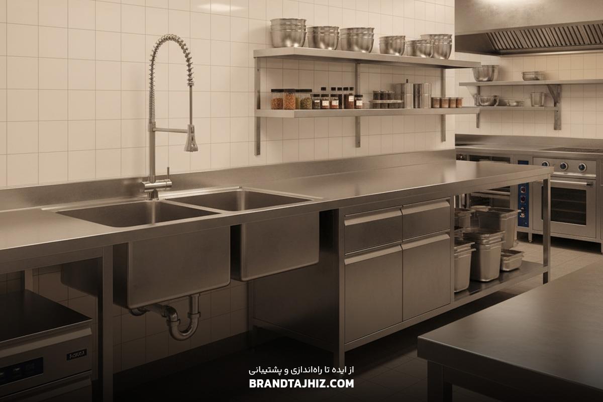 سینک صنعتی و میز کار استیل آشپزخانه صنعتی